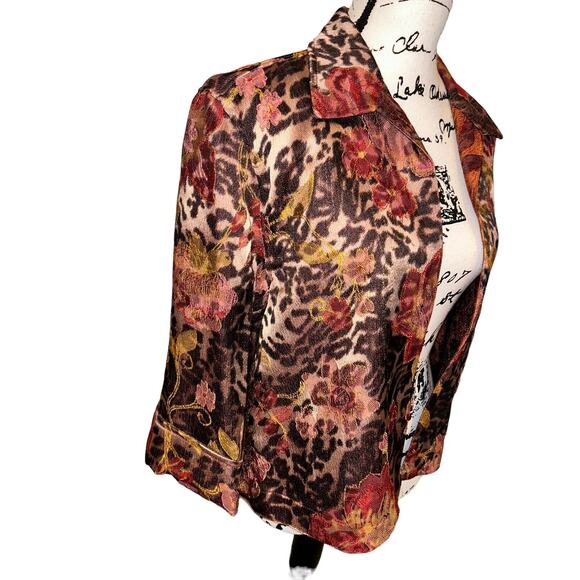Coldwater Creek Ladies Blazer Fall Colors, Animal print Size Petite Small PS - Picture 5 of 9